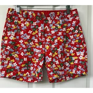 Talbots Girlfriend Chino Shorts red Floral Print Size 2 petite Cottage core